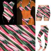 Nyomott mintás fürdőruha anyag - CLEMATIS/GREEN/BLACK